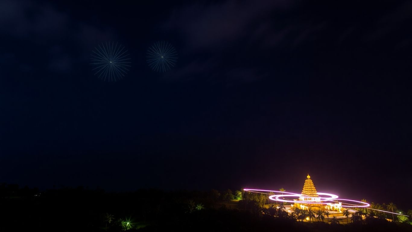 Pertunjukan drone cahaya di langit Bali
