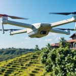 Drone terbang di atas sawah Bali